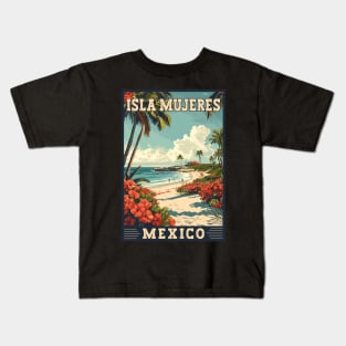 Isla Mujeres Mexico Tropical Paradise Travel Art Kids T-Shirt